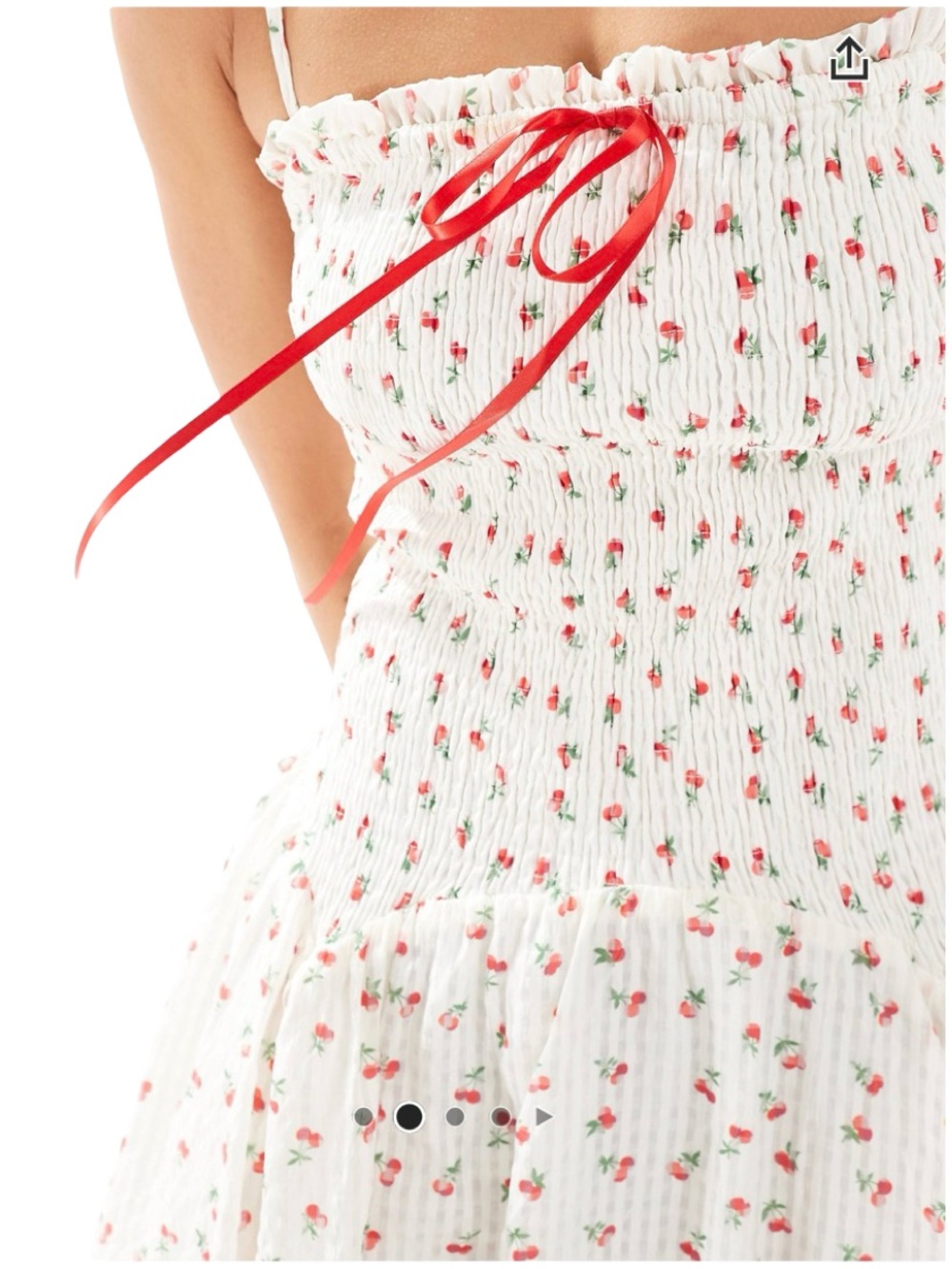🍒 ASOS Daisy Street Smocked White Maxi Dress with Red Floral Print 🍒 - Picture 2 of 8